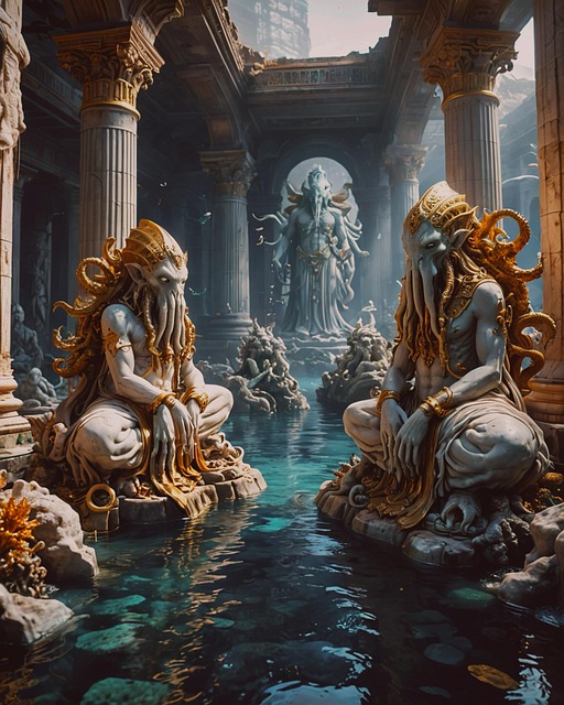 Free ai generated cthulhu gold illustration