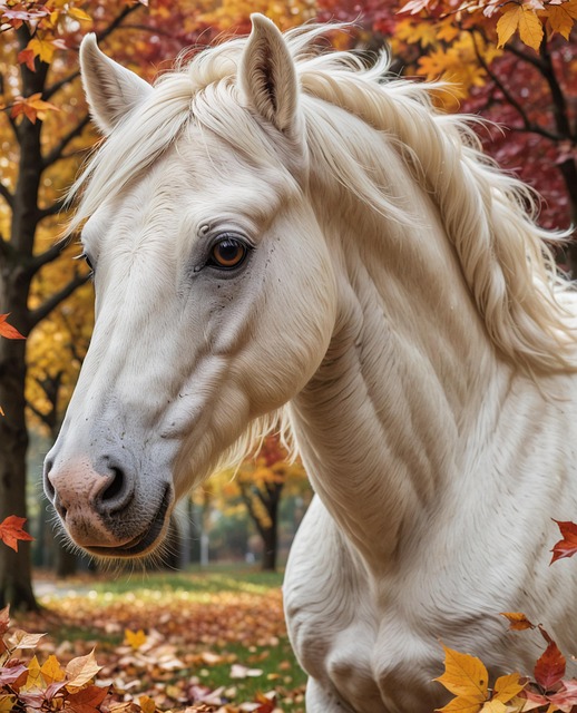 Ai Generiert, Pferd, Herbst, Laub