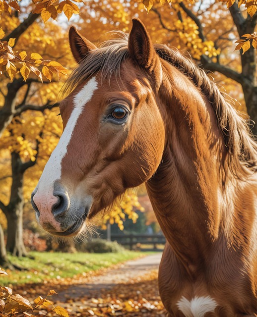 Ai Generiert, Pferd, Herbst, Laub