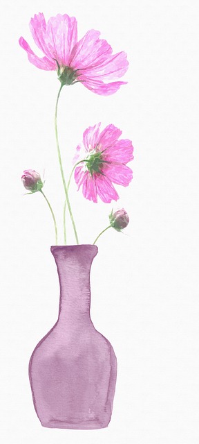 Flores, Jarrón, Acuarela, Pintura