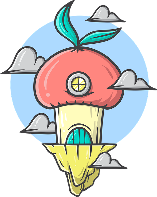 Pilz, Pflanze, Wolken, Natur, Karikatur