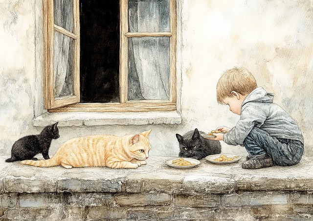 Free ai generated boy cats illustration