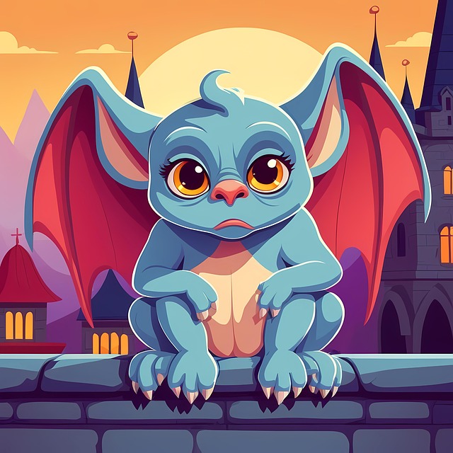 Free gargoyle castle sunset illustration