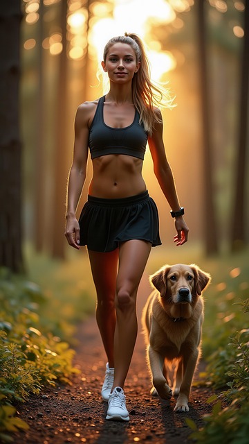 Free ai generated woman dog illustration