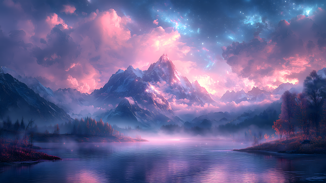 Free ai generated lake landscape illustration