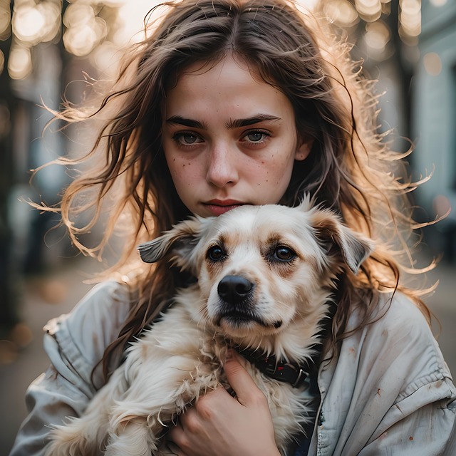 Free ai generated girl dog illustration