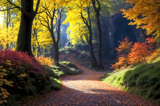 Wald, Herbst, Waldweg, Herbstlaub