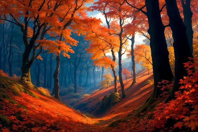 Wald, Herbst, Bäume, Waldweg, Herbstwald