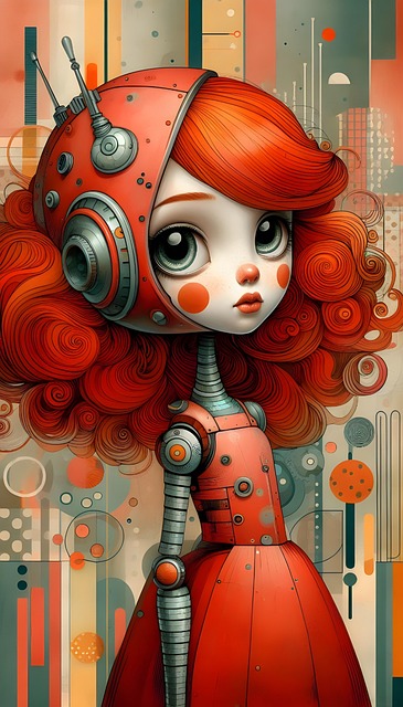 Free ai generated redhead robot illustration
