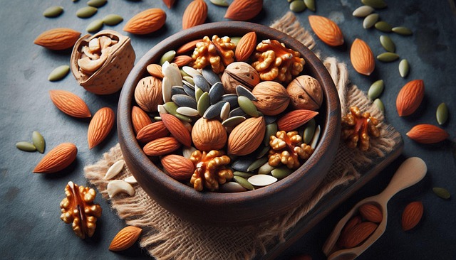 Free almonds walnuts sunflower seeds illustration