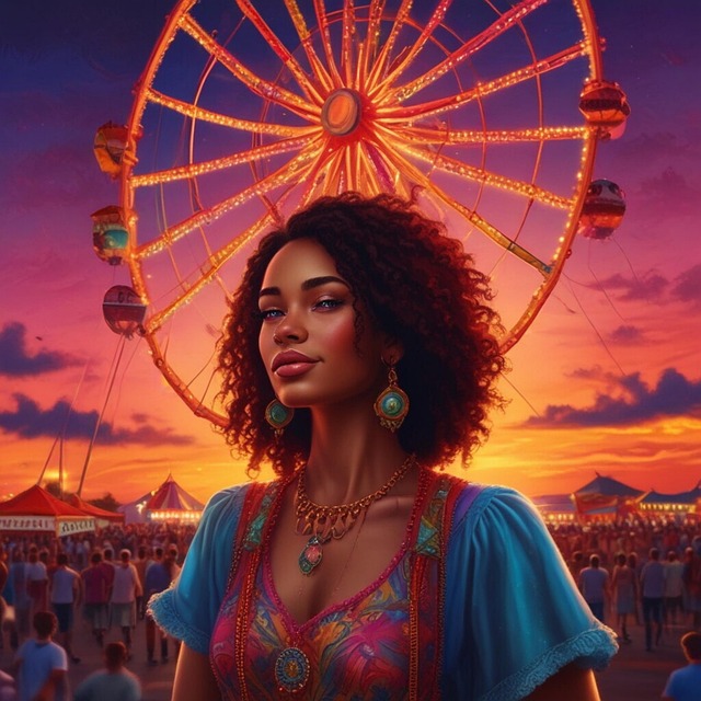Free ai generated woman theme park illustration