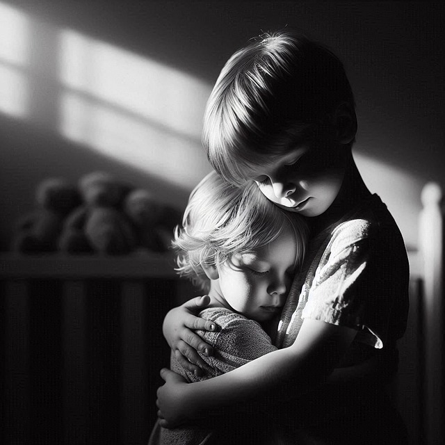 Download free HD stock image of Ai Generated Siblings Free ai generated siblings hug illustration