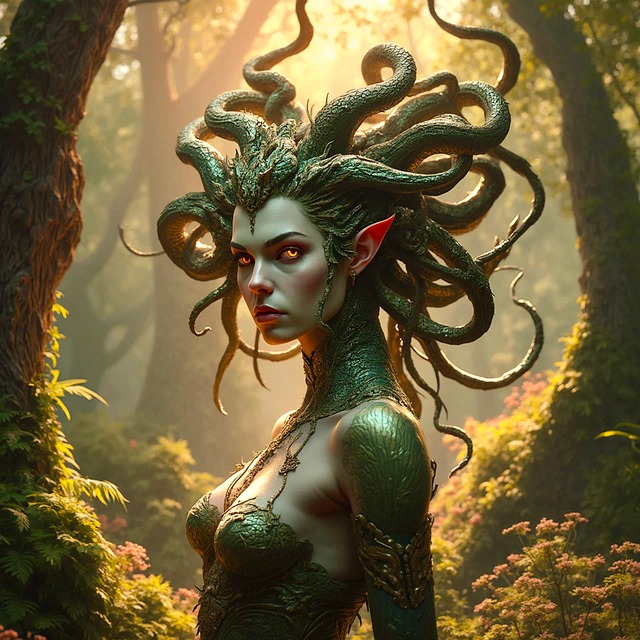 Free ai generated medusa scary illustration