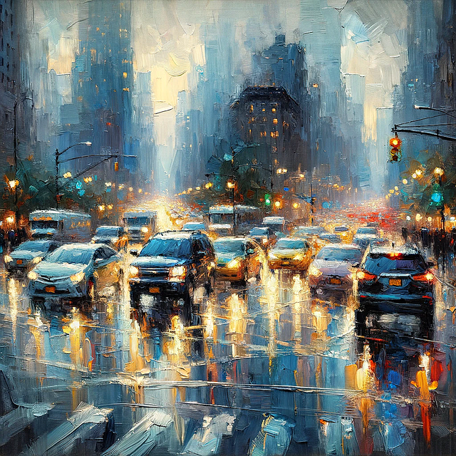 Biler, Gate, Regn, Nyc, By, Manhattan