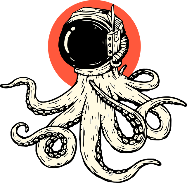 Free octopus ocean astronaut vector