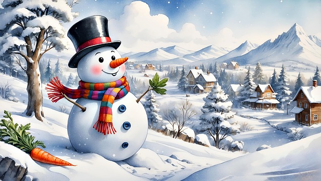 Download free HD stock image of Ai Generated Snowman Free ai generated snowman winter illustration