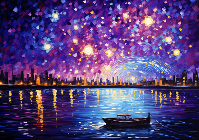 Ai Generado, Lago, Bote, Cielo