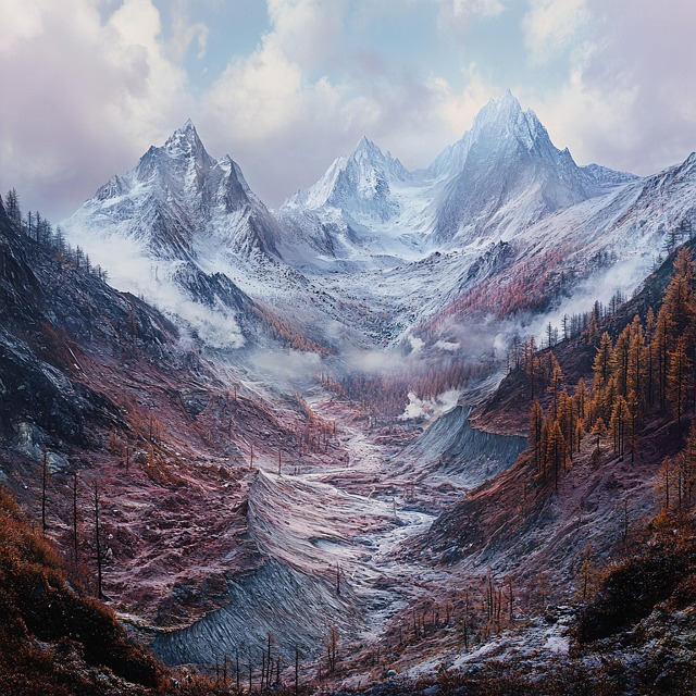 Free ai generated mountains valley illustration