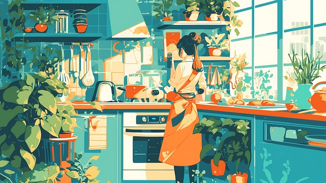Free ai generated woman kitchen illustration