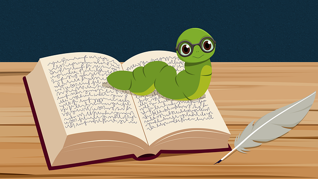 Free bookworm book reading illustration