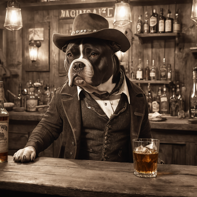 Hund, Bølle, Cowboyhund, Drikke, Salong