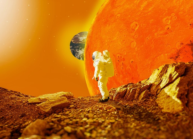 astronaut, planets, mars, earth, solar system, space, starts, spaceship, composite, universe