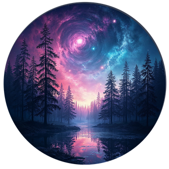 Ai Gerado, Céu Noturno, Arvores, Lago