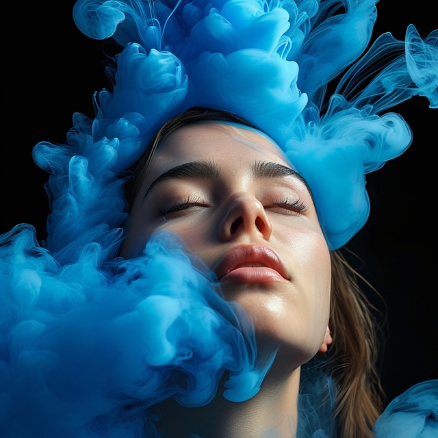 Free ai generated woman blue smoke illustration