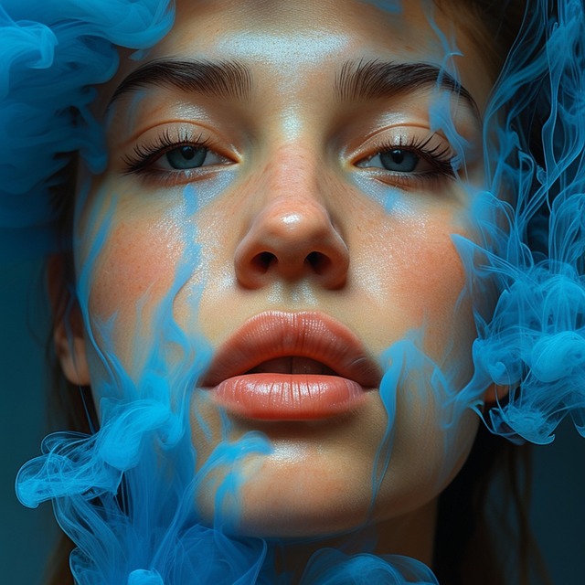 Free ai generated woman blue smoke illustration