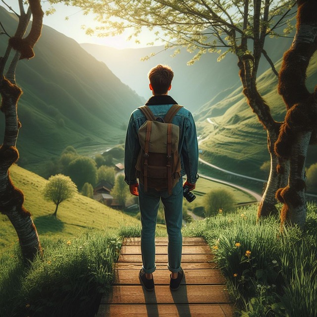 Free ai generated man journey illustration