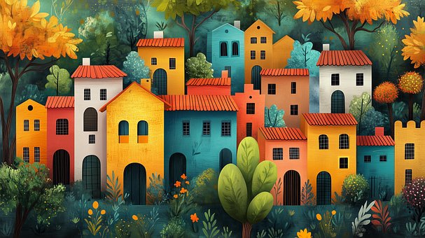 Free Ai Generated Village illustration and picture