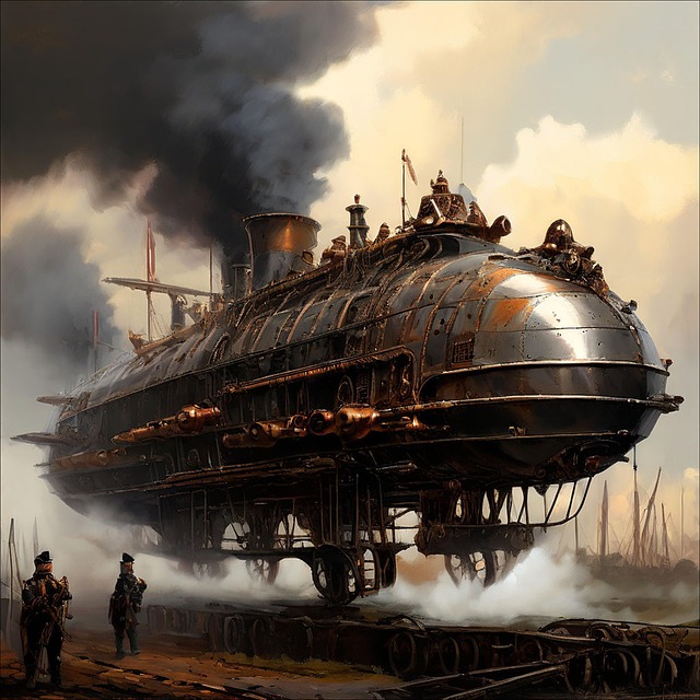 Free ai generated steamboat dieselpunk illustration