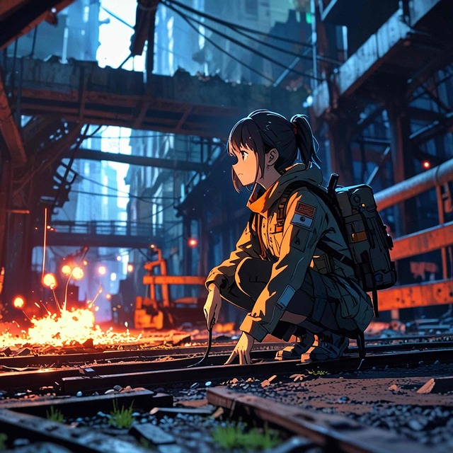 Free ai generated girl dystopia illustration