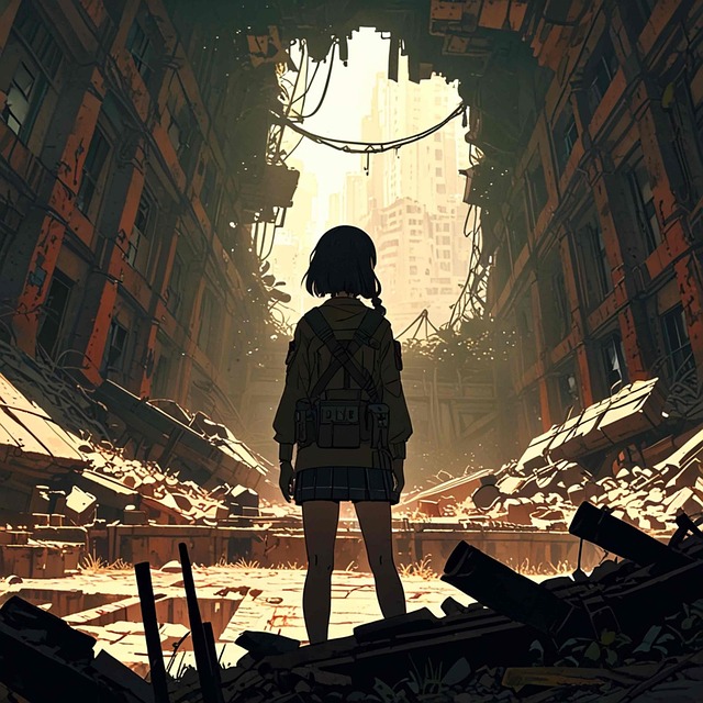 Free ai generated girl dystopia illustration