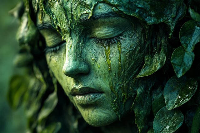 Free ai generated green woman statue illustration