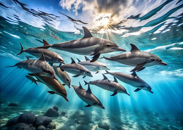 Download free HD stock image of Dolphin Nature Free dolphin nature sea illustration