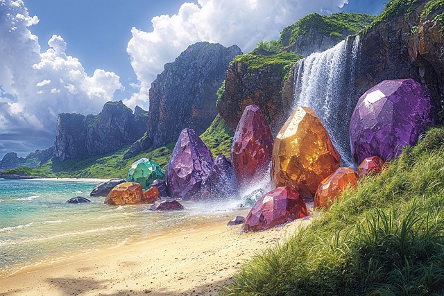 Free ai generated beach gemstones illustration