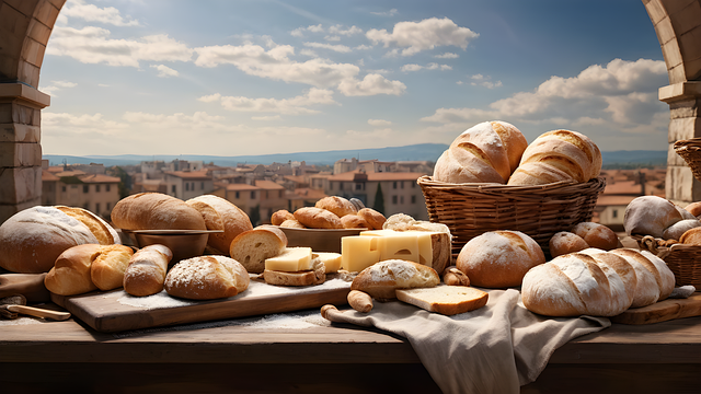 Free ai generated bread variety baguettes illustration
