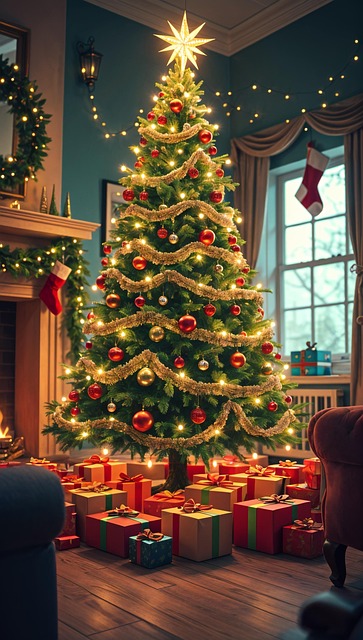 Free ai generated christmas tree holiday decor illustration