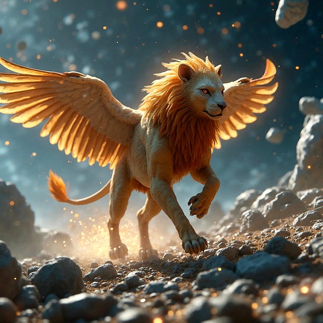 Free ai generated gryphon mountains illustration