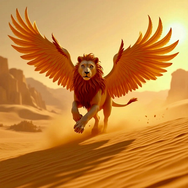 Free ai generated gryphon desert illustration