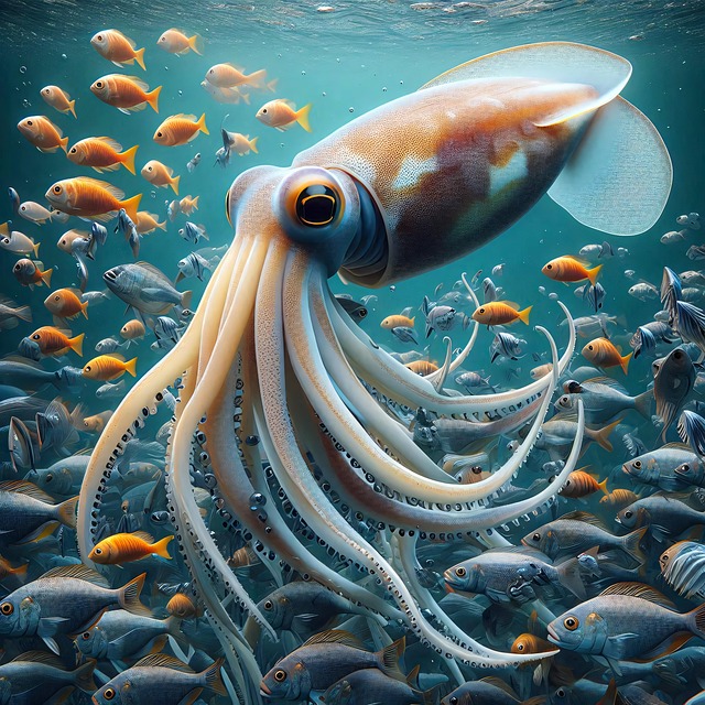 Download free HD stock image of Ai Generated Squid Free ai generated squid fish illustration