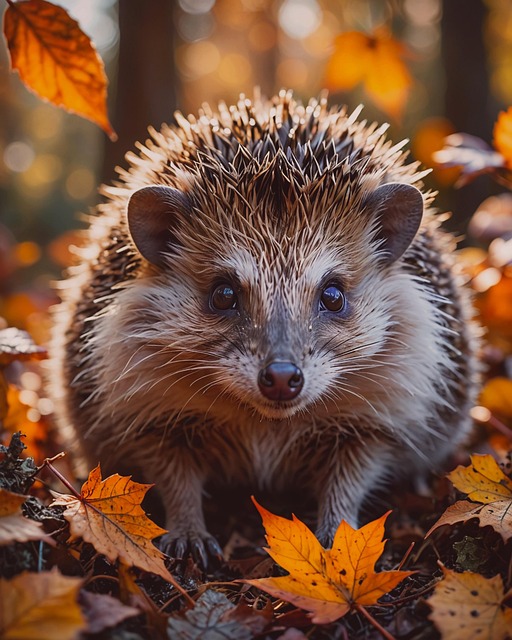 Free ai generated hedgehog fall illustration