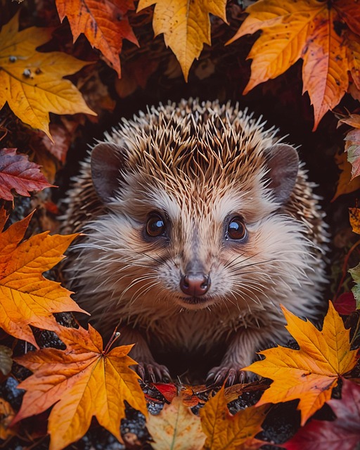 Free ai generated hedgehog fall illustration