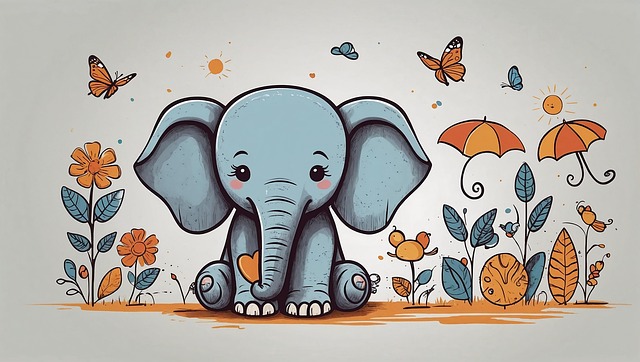 Free ai generated elephant doodling illustration