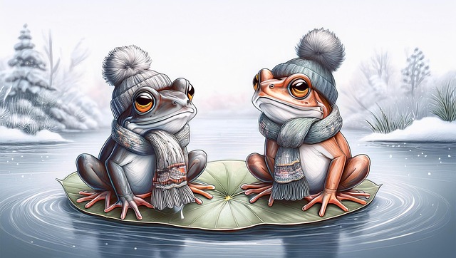 Free ai generated frogs pond illustration