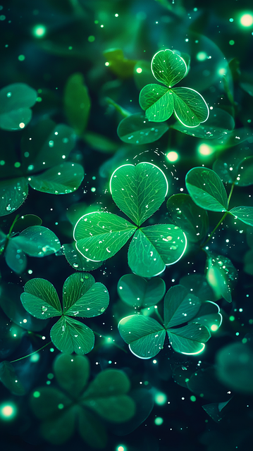 Free dewy leaves clover leaves illustration