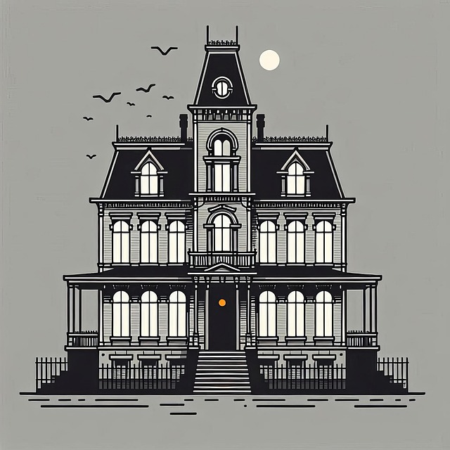 Free ai generated haunted house illustration