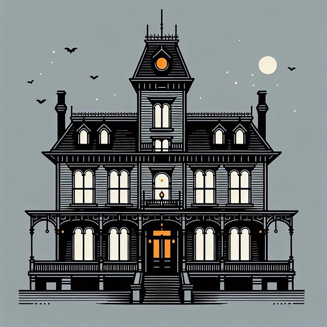 Free ai generated haunted house illustration