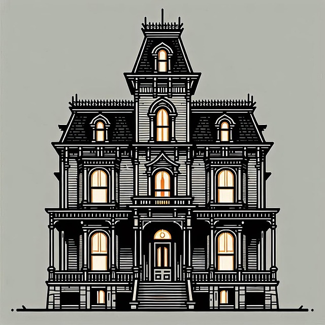 Free ai generated haunted house illustration